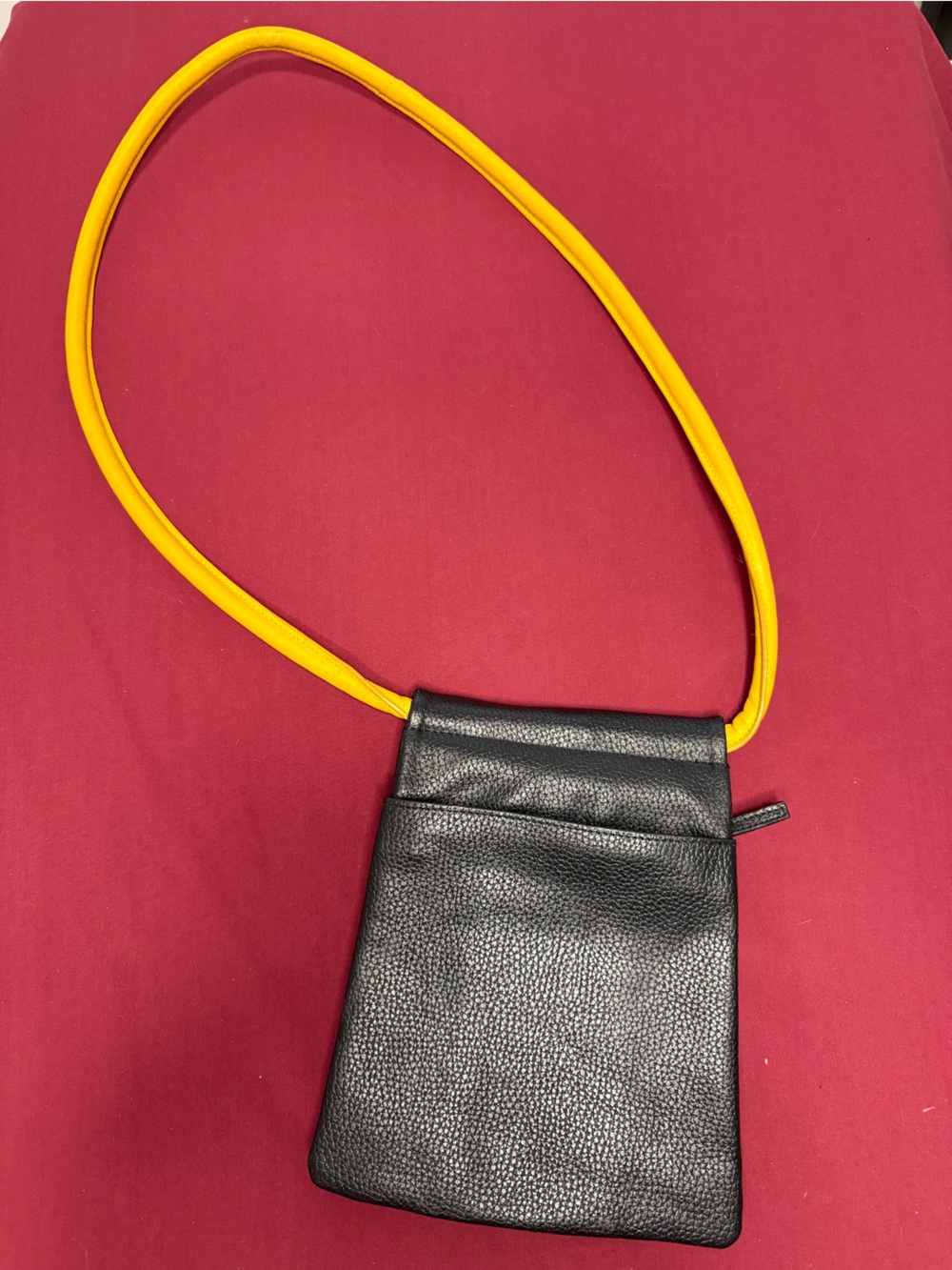 Cleo & Patek Genuine Leather Crossbody Bag with Yellow Strap